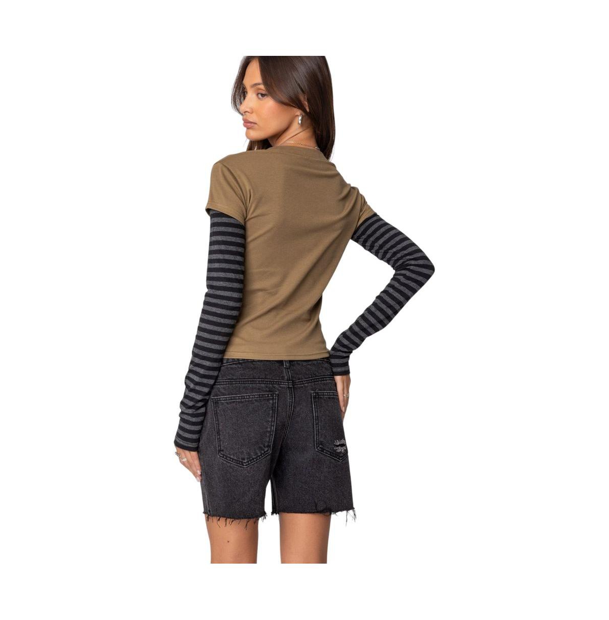 Edikted Women's Eliana Layered Long Sleeve T Shirt