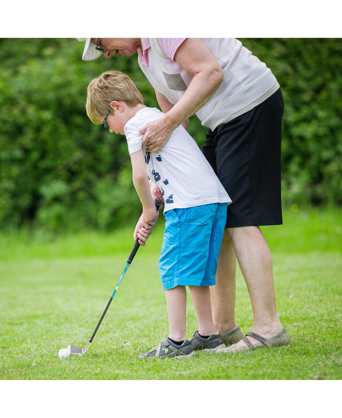 Skonyon Junior Complete Golf Club Set Right Hand with Rain Hood for Kids- Blue