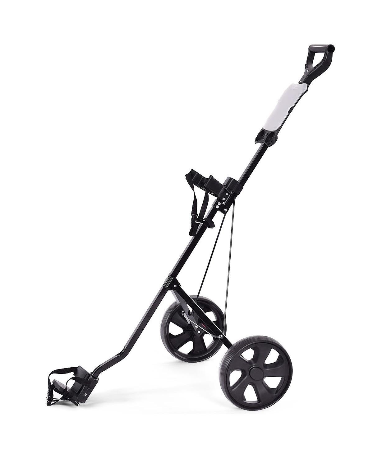 Folding 2 Wheels Push Pull Golf Cart Trolley with Scoreboard - Blue