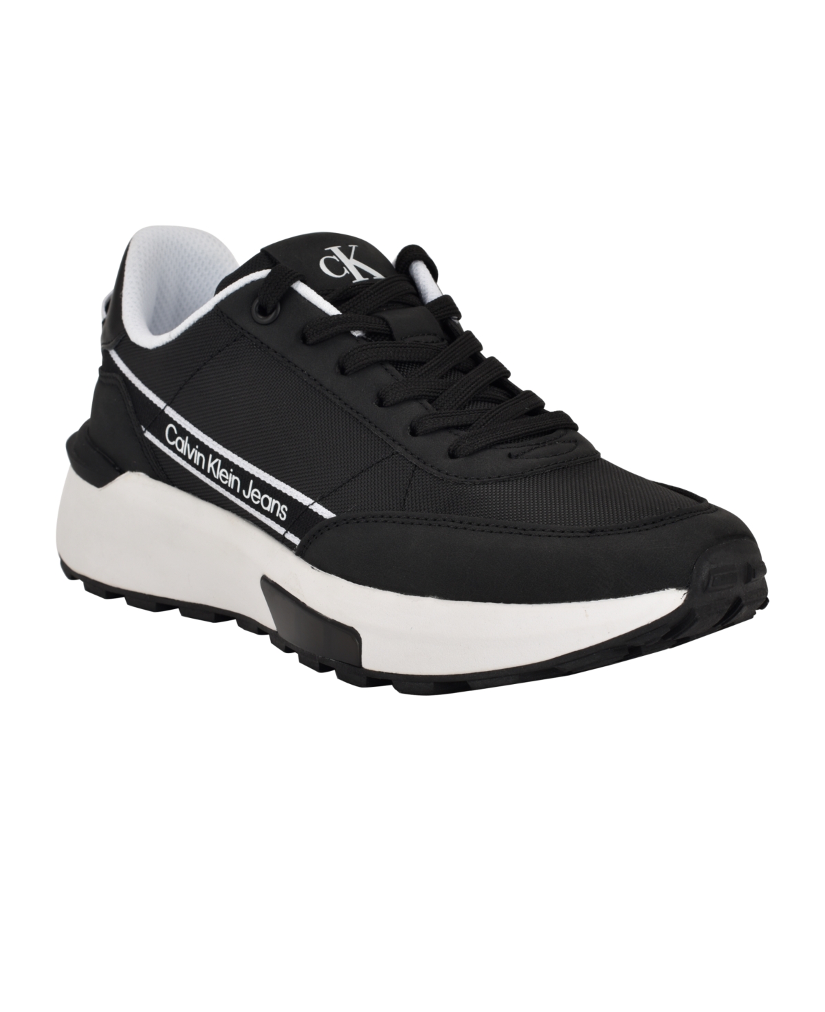 Calvin Klein Women's Khalli Almond Toe Casual Lace-up Sneakers -White