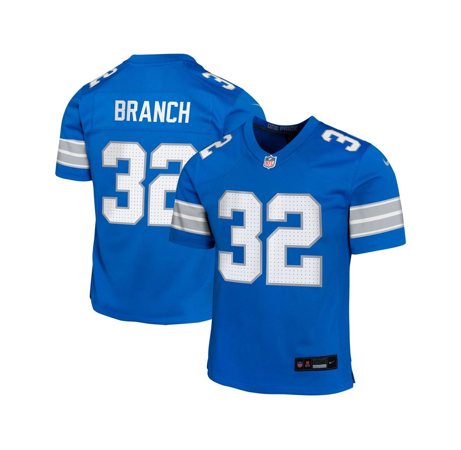 Big Boys and Girls Brian Branch Blue Detroit Lions Team Player Game Jersey