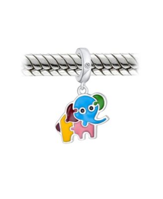 Multicolor Good Luck Bambi Elephant Trunk Up Dangle Bead Charm For Sterling Silver Fits European Bracelet