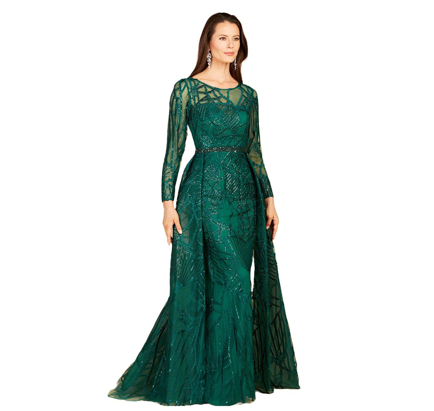 Women's Gorgeous Overskirt Dress with Long Sleeves