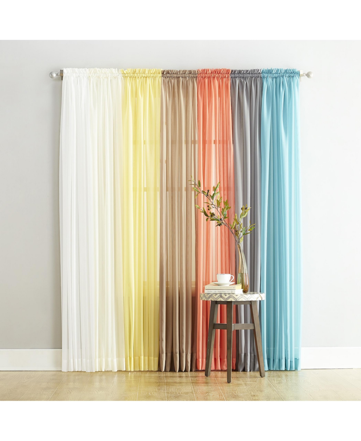 Sheer Voile Rod Pocket Curtain Panel