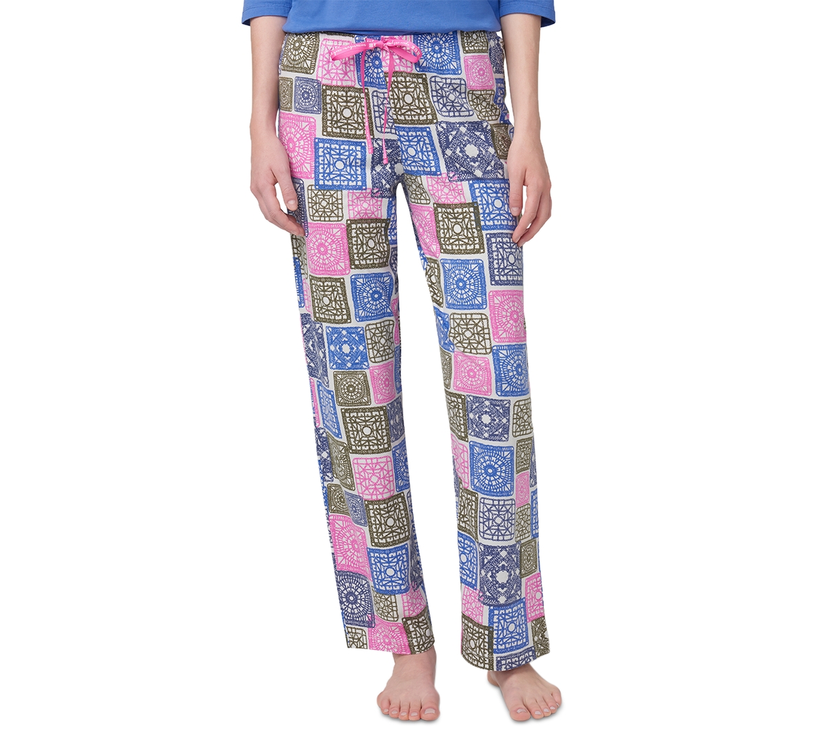 Women's Crochet All Day Printed Pajama Pants - Moonbeam