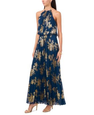 Women's Embellishment Halter-Neck Pleated Dress