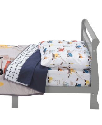 4-Piece Construction Zone Gray/Navy/White Toddler Bedding Set