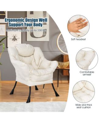 Modern Polyester Fabric Lazy Chair Single Sofa Chair w/Side Pocket