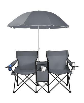 Folding Picnic Double Chair W/Umbrella Table Cooler Beach
