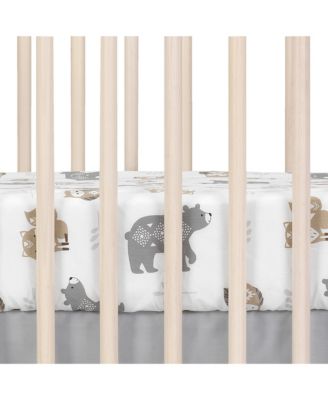 Woodland Forest White/Gray Animal 100% Cotton Baby Fitted Crib Sheet