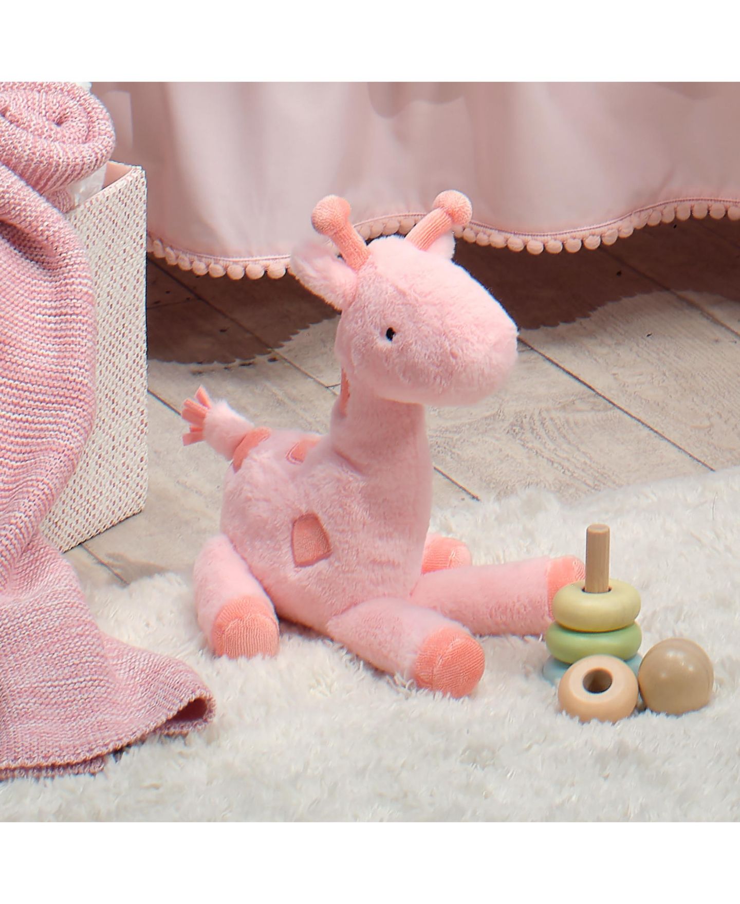 Детская мягкая игрушка Lambs & Ivy Snuggles Giraffe 14" Soft Faux-Fur Plush, цвет: Розовый — фото 4