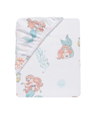 Disney Baby The Little Mermaid White Fitted Crib Sheet - Ariel