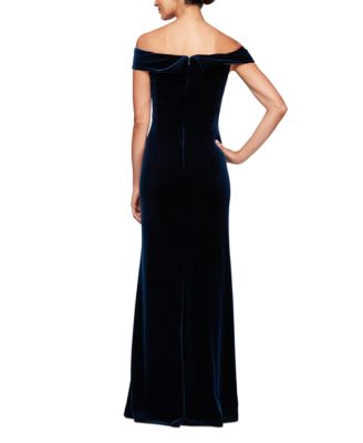 Women's Velvet Off-The-Shoulder Evening Gown