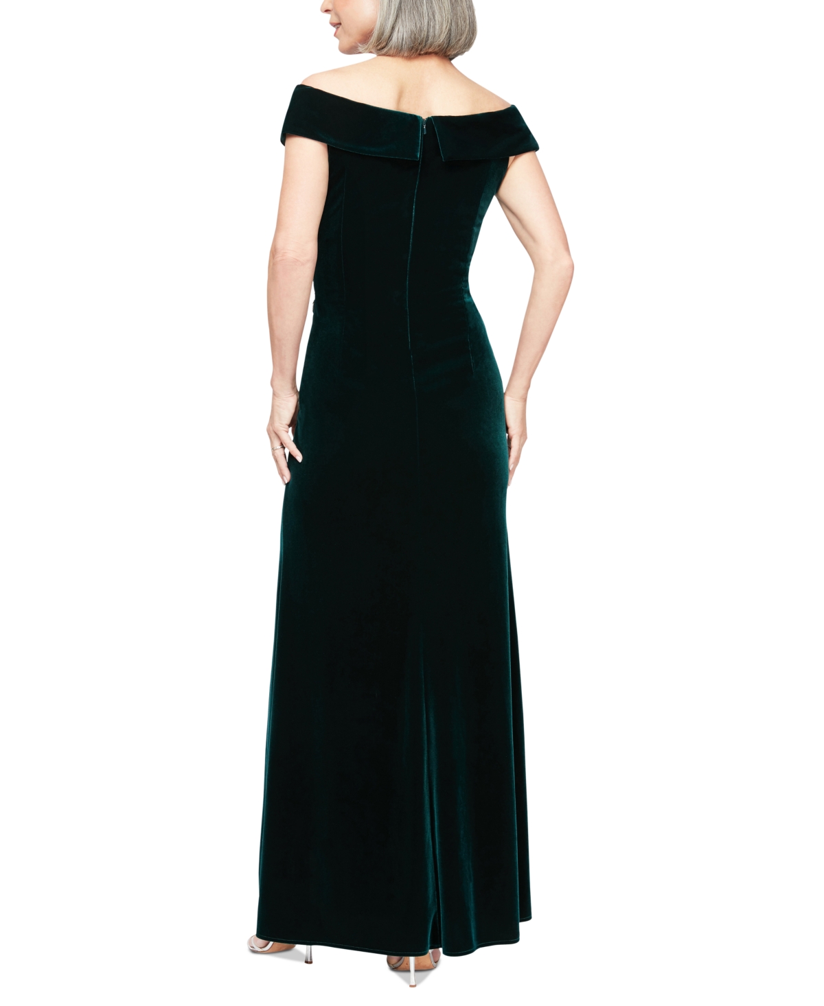 Alex Evenings Women's Velvet Off-The-Shoulder Evening Gown
