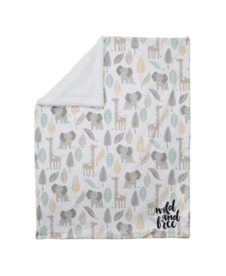 Jungle Friends Elephant/Giraffe Safari Soft Fleece Baby Blanket