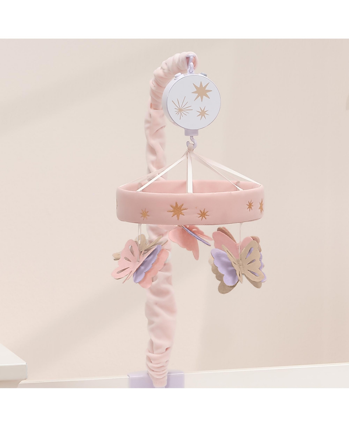 Lambs & Ivy Butterfly DreamsPurple Musical Baby Crib Mobile Soother Toy - Pink