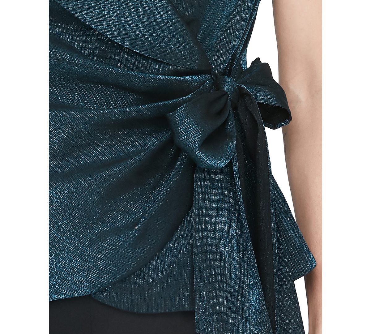 Alex Evenings Women's Portrait-Collar Tie-Waist Blouse