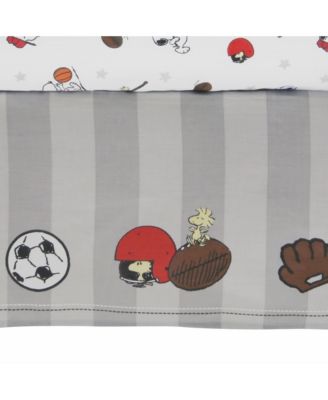 Snoopy Sports Gray/Blue/Yellow/Red 3-Piece Nursery Baby Crib Bedding Set