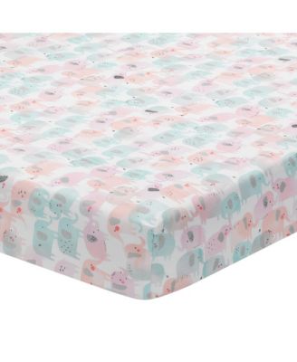 Watercolor Pastel Pink/Mint Rainbow 5-Piece Baby Crib Bedding Set