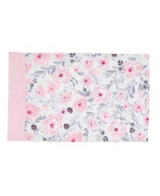 Toddler Blossom 4-Piece Pink/Gray Watercolor Floral Bedding Set