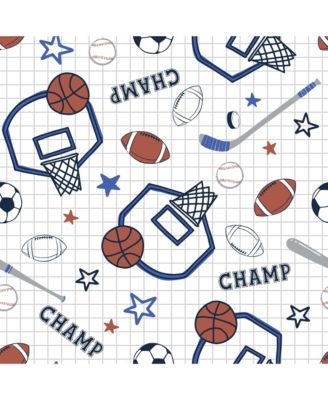 Baby Sports 100% Cotton Fitted Crib Sheet - Football/Basketball