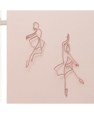 Ballerina Baby 2-Piece Pink Ballet Dancers Wire Wall Decor