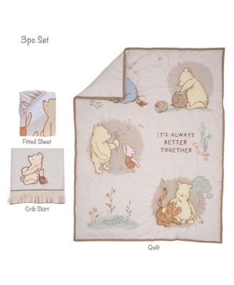 Disney Baby Pooh Bear & Pals Cotton 3Piece Nursery Crib Bedding Set