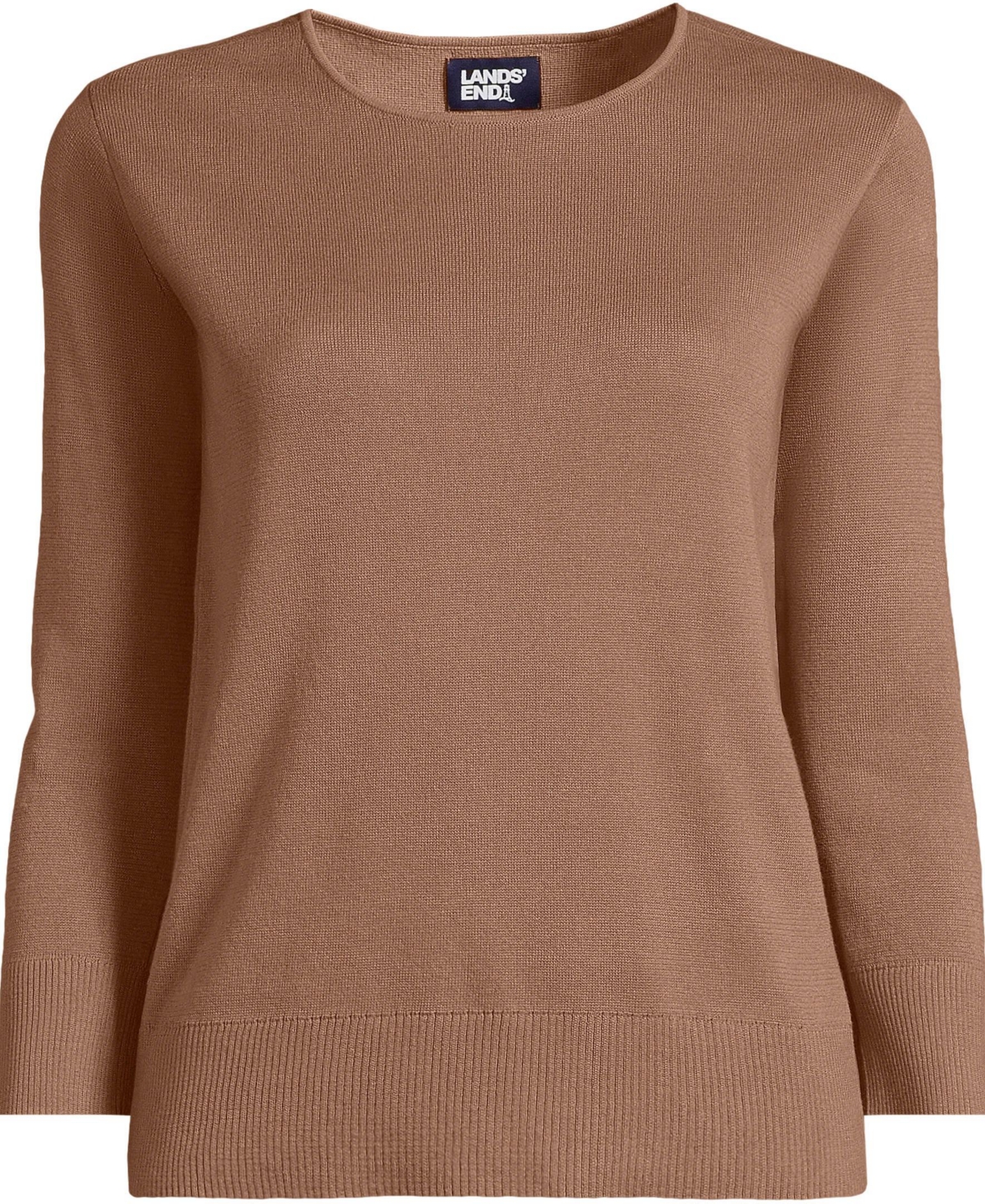 Lands' End Women's 3/4 Sleeve Fine Gauge Cotton Sweater