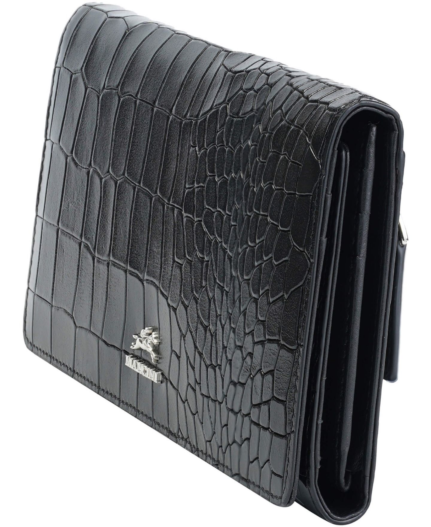 Женский кошелёк Mancini Croco2 RFID Secure Trifold Wallet, цвет: Чёрный — фото 3