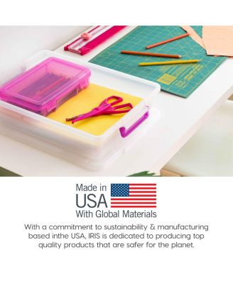 USA 10 Pack 2.7 Qt. Storage Bin with Secure Buckle-up Lid, Stackable, for Stationeries, Crafts, Toys, and Small Parts, Organization Solutions for Office, Kids Room, and Classroom, Clear/Violet