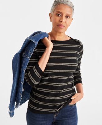 Style & Co - Petite Merry Striped Knit Top