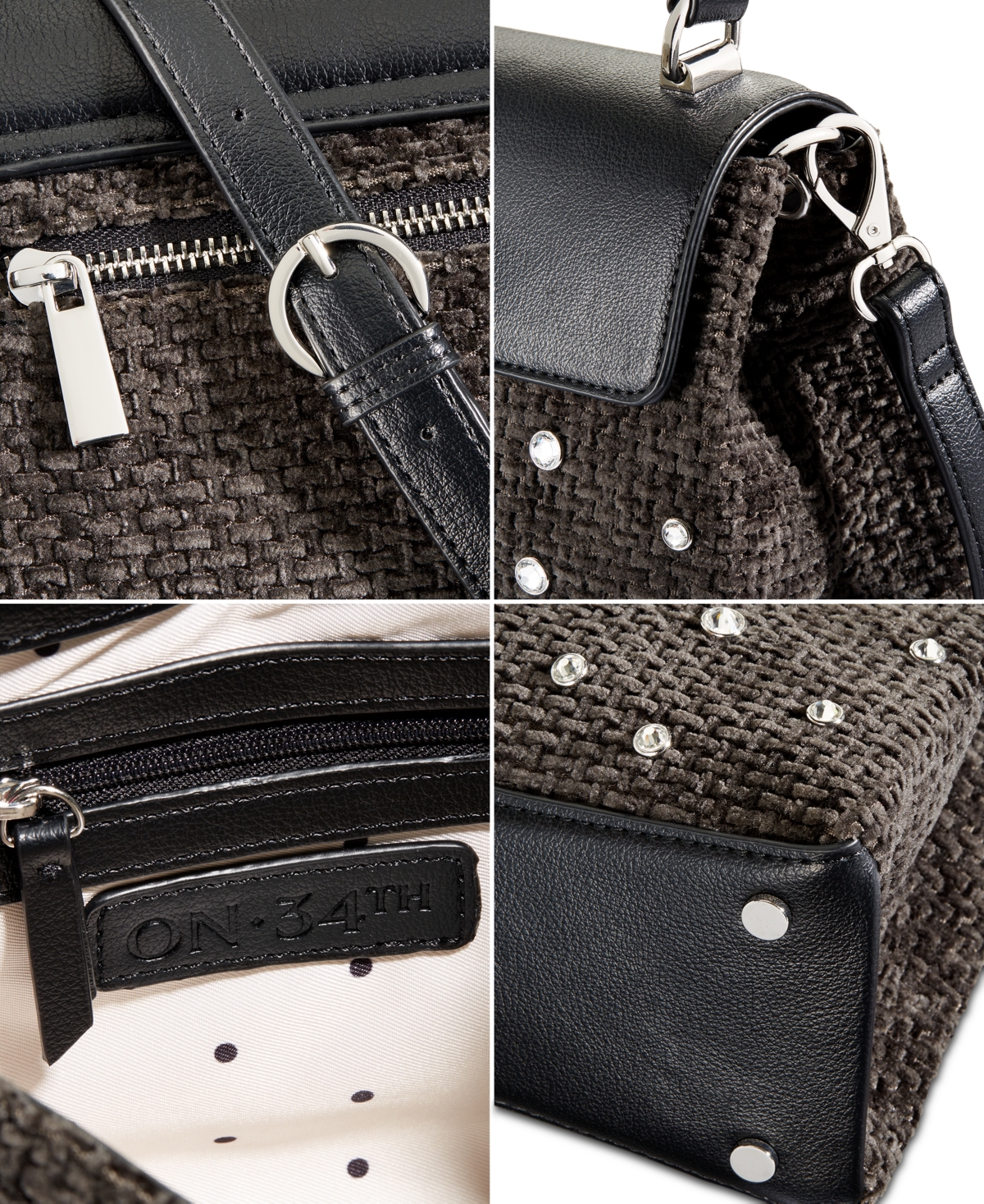 On 34th TandiiWoven Crystal Satchel Crossbody, Created for Macy's - Black