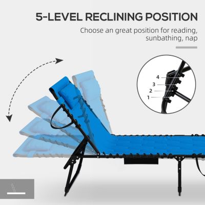 Foldable Sun Lounger with 5-Level Recliner