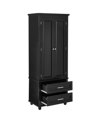 Tall Storage Cabinet with Two Drawers for Bathroom/Office, Black