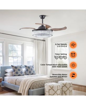 Contemporary LED Retractable Remote Control Ceiling Fan