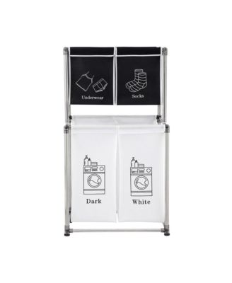 2-Tier Laundry Sorter with Removable Bags for Laundry Organization