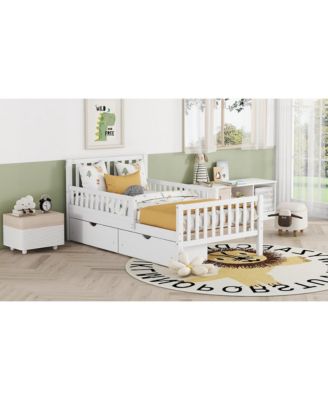 Twin Metal Guardrails Storage Floor Bed