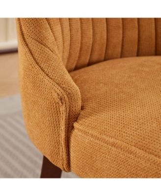 Streamdale Rayon-Flocked Dining Chairs with Solid Wood Legs, Set of 2 (Gold)