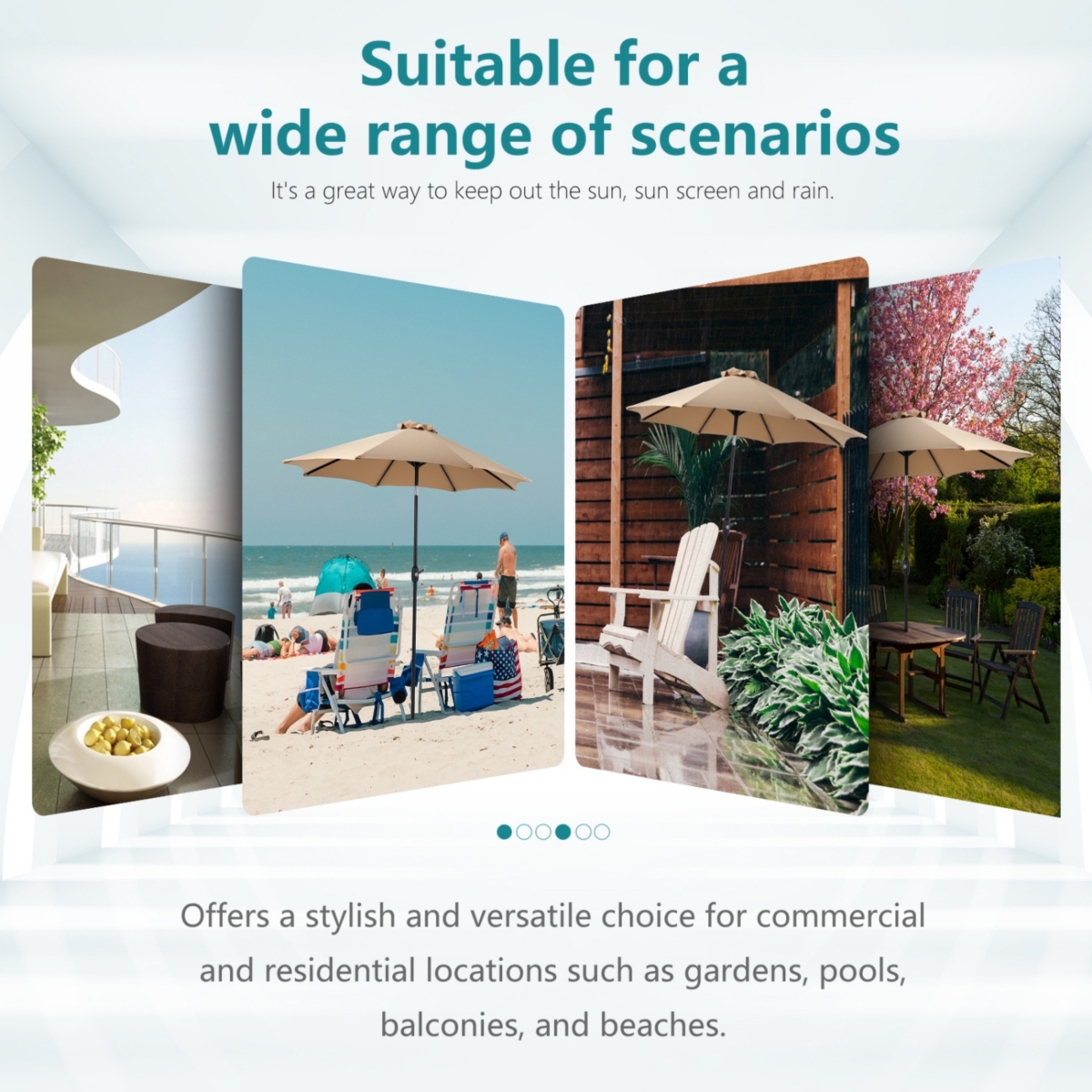 Streamdale Furniture 9ft Outdoor Patio Umbrella with Tilt and Crank, Uv and Waterproof - Khaki