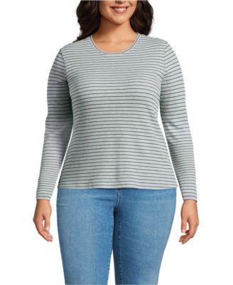 Plus Size Lightweight Waffle Long Sleeve Crew Neck T-Shirt
