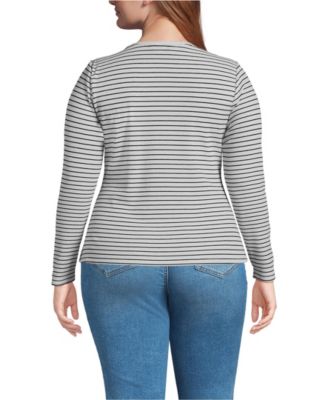 Plus Size Lightweight Waffle Long Sleeve Crew Neck T-Shirt