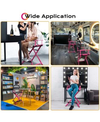 28" Height Tall Director Chair Folding Artist Makeup Head Rest Pink