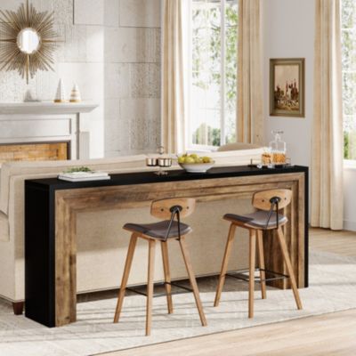 70.9-Inch Long Console Table, Farmhouse Narrow Wooden Sofa Table Behind the Couch for Living Room, Entryway, Hallway, Foyer, Black & Brown