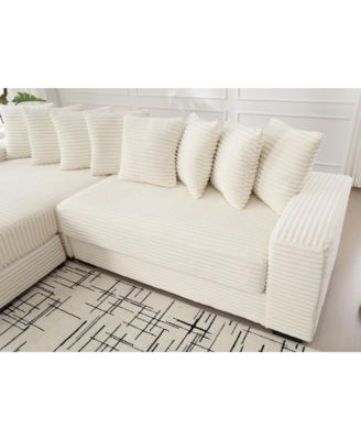Oversized L-Shaped Modular Couch with Armrests, Throw Pillows