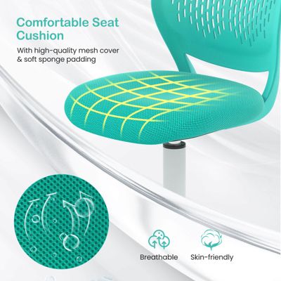 Office Task Desk Armless Chair Adjustable Mid Back Swivel