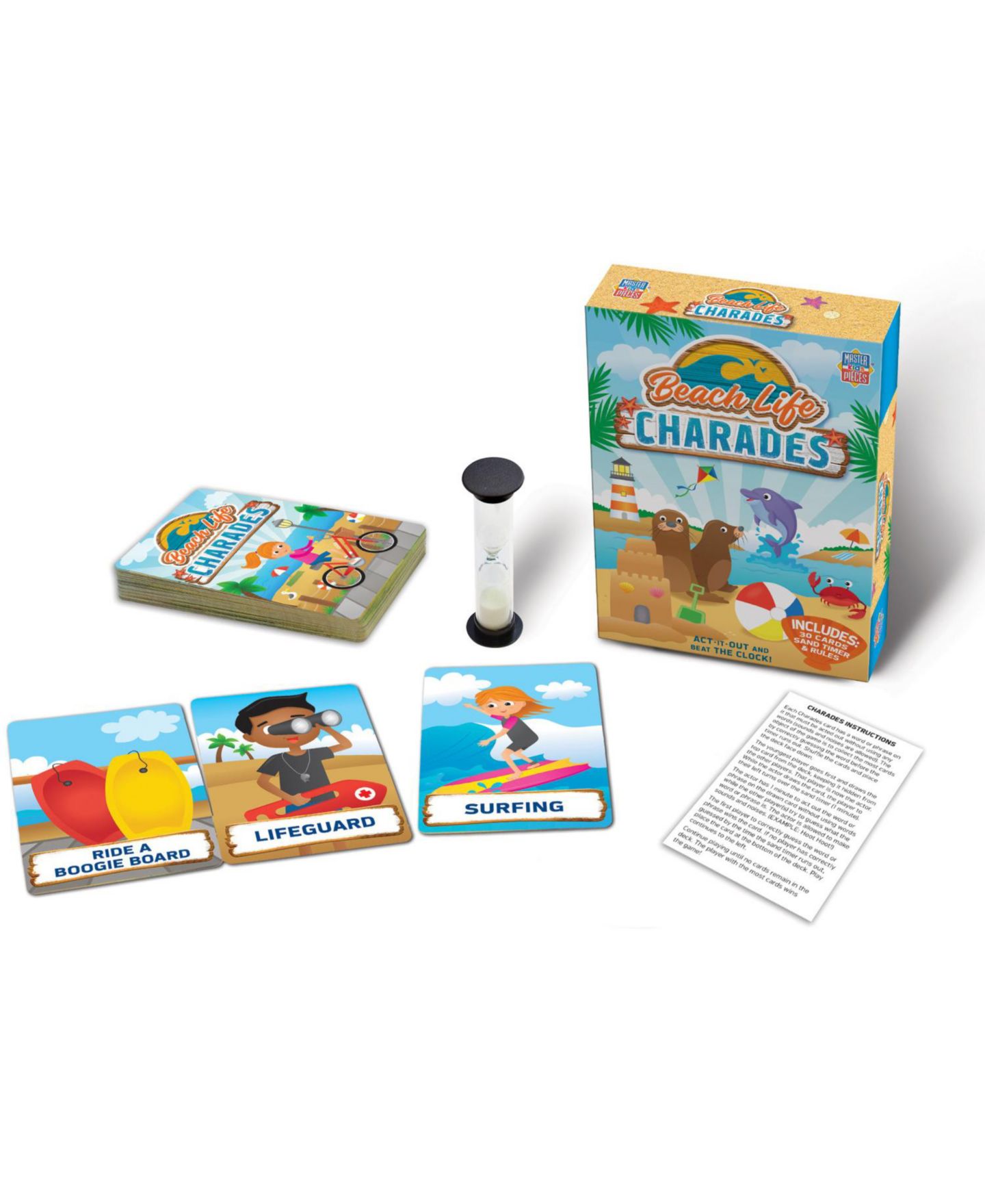 Детская карточная игра MasterPieces Puzzles Beach Life Charades 30-Card Game, от 4 лет, цвет: Разноцветный — фото 3