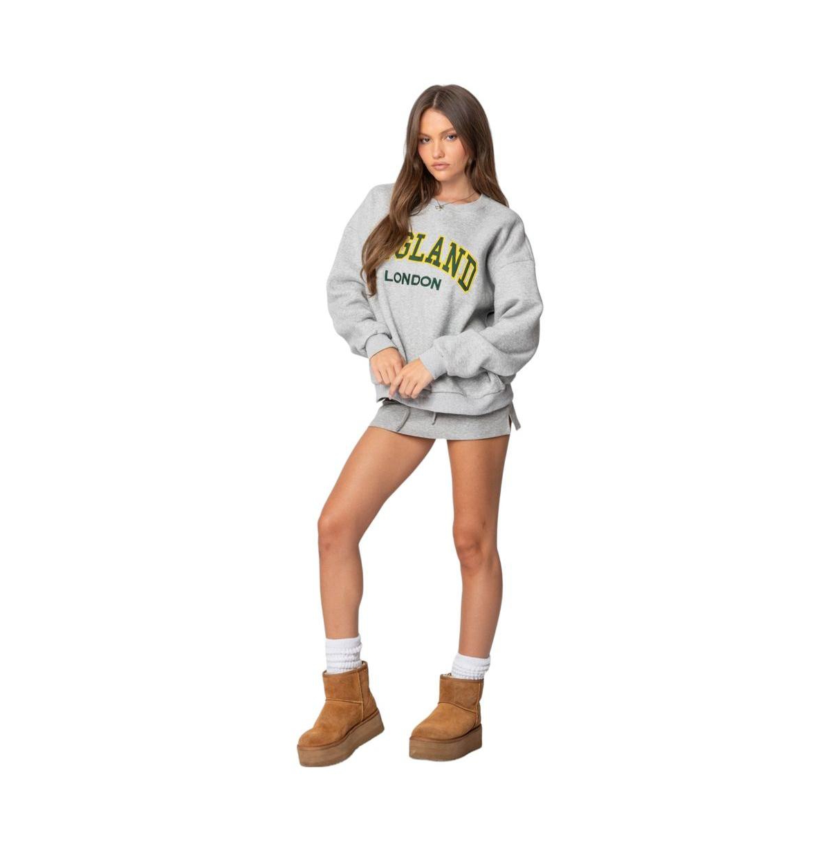 Edikted Women's English Girl Sweatshirt - Gray-melange