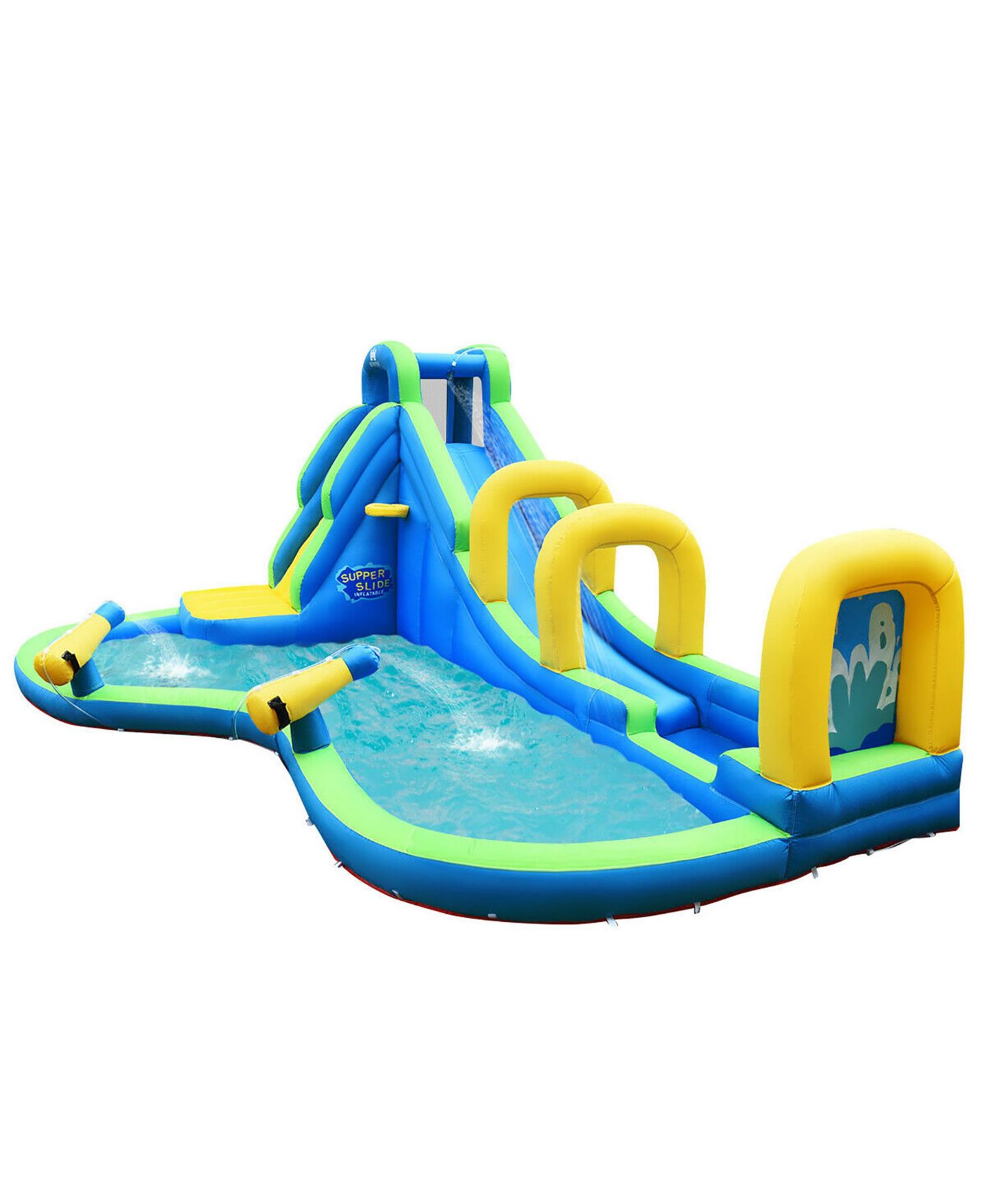 Детская игрушка Costway Inflatable Water Slide Bounce House, 188"L x 144"W x 95.5"H, Holds Up to 4 Kids, от 4 лет, цвет: Синий — фото 10