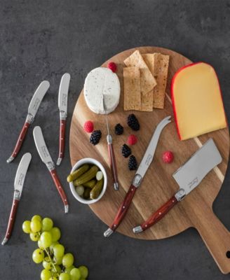Laguiole 8 Piece Cheese Knives and Spreaders with Pakkawood Handles and Serving Board