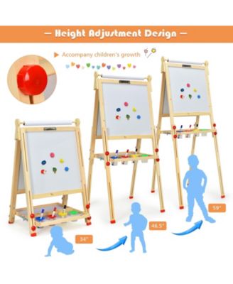 Kids Art Easel with Paper Roll Double-Sided Regulable Drawing Easel Plank